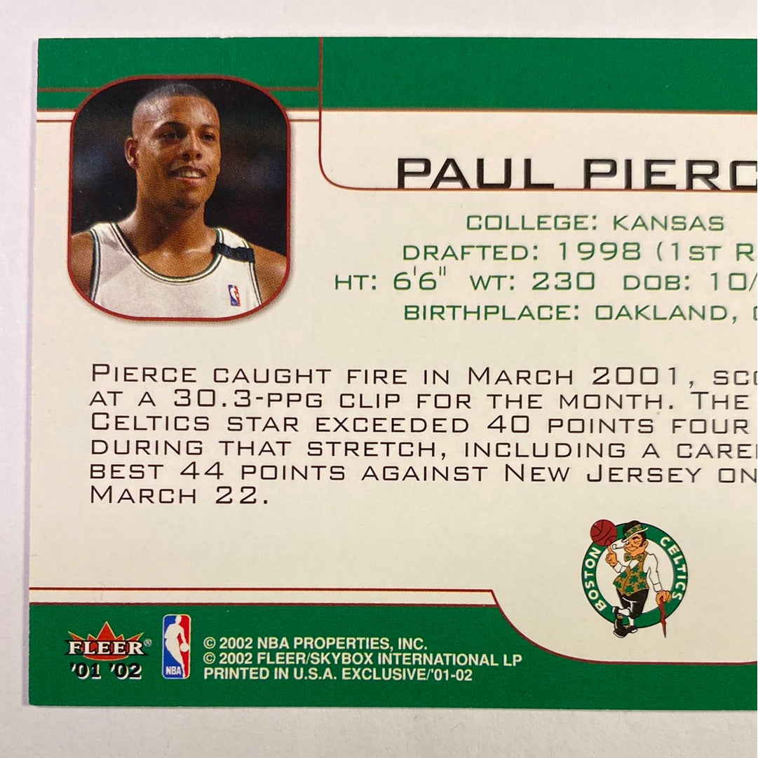 2001-02 Fleer Exclusive Paul Pierce | Local Legends Cards & Collectibles