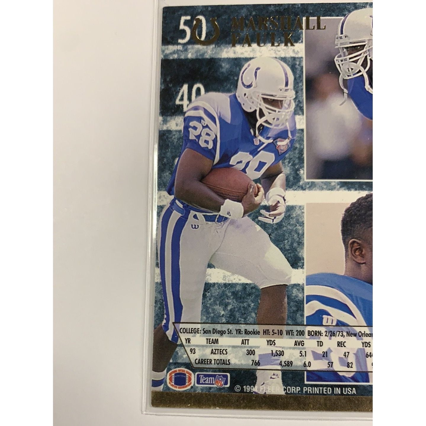 1994 Fleer Ultra Marshall Faulk Rookie Card | Local Legends Cards & Collectibles
