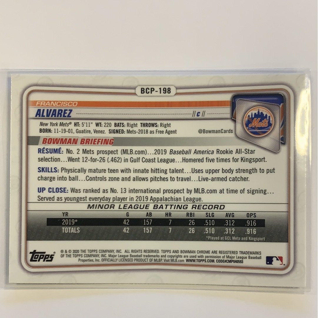 2020 Bowman Chrome Francisco Alvarez Mojo Refractor Local Legends Cards & Collectibles
