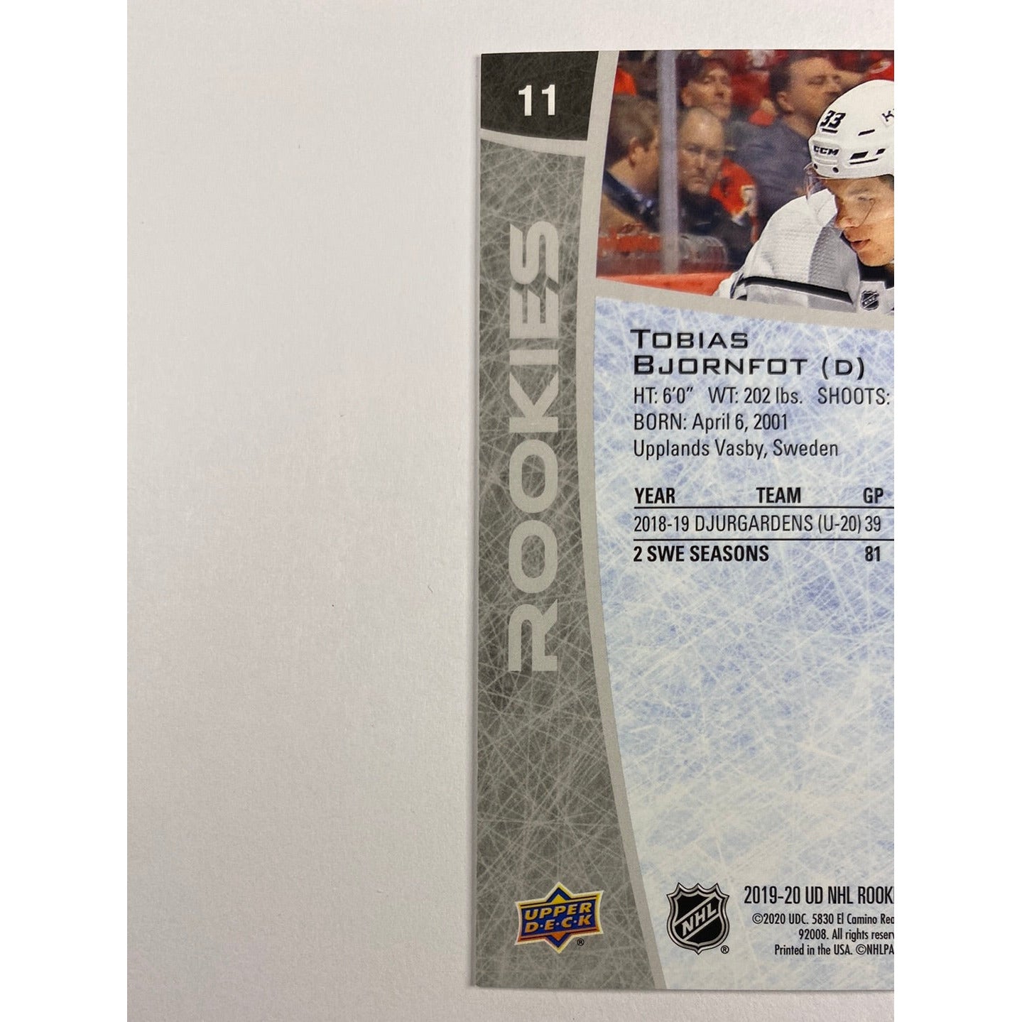 2019-20 Box Set Tobias Bjornfot RC | Local Legends Cards & Collectibles