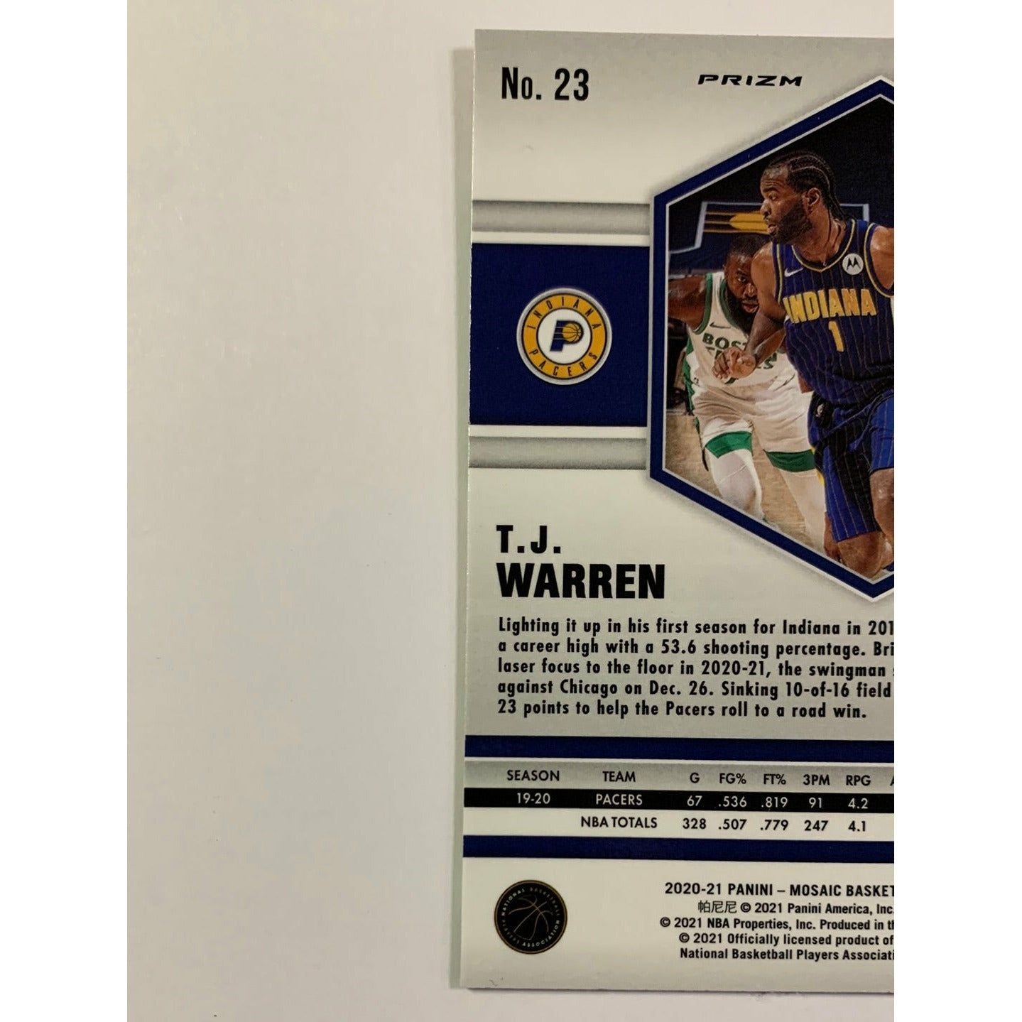 2020-21 Mosaic TJ Warren Pink Camo Mosaic Prizm | Local Legends Cards & Collectibles