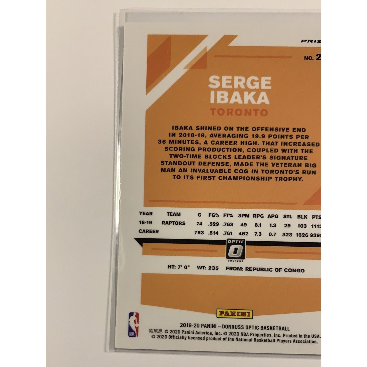 2019-20 Donruss Optic Serge Ibaka Purple Prizm | Local Legends Cards & Collectibles