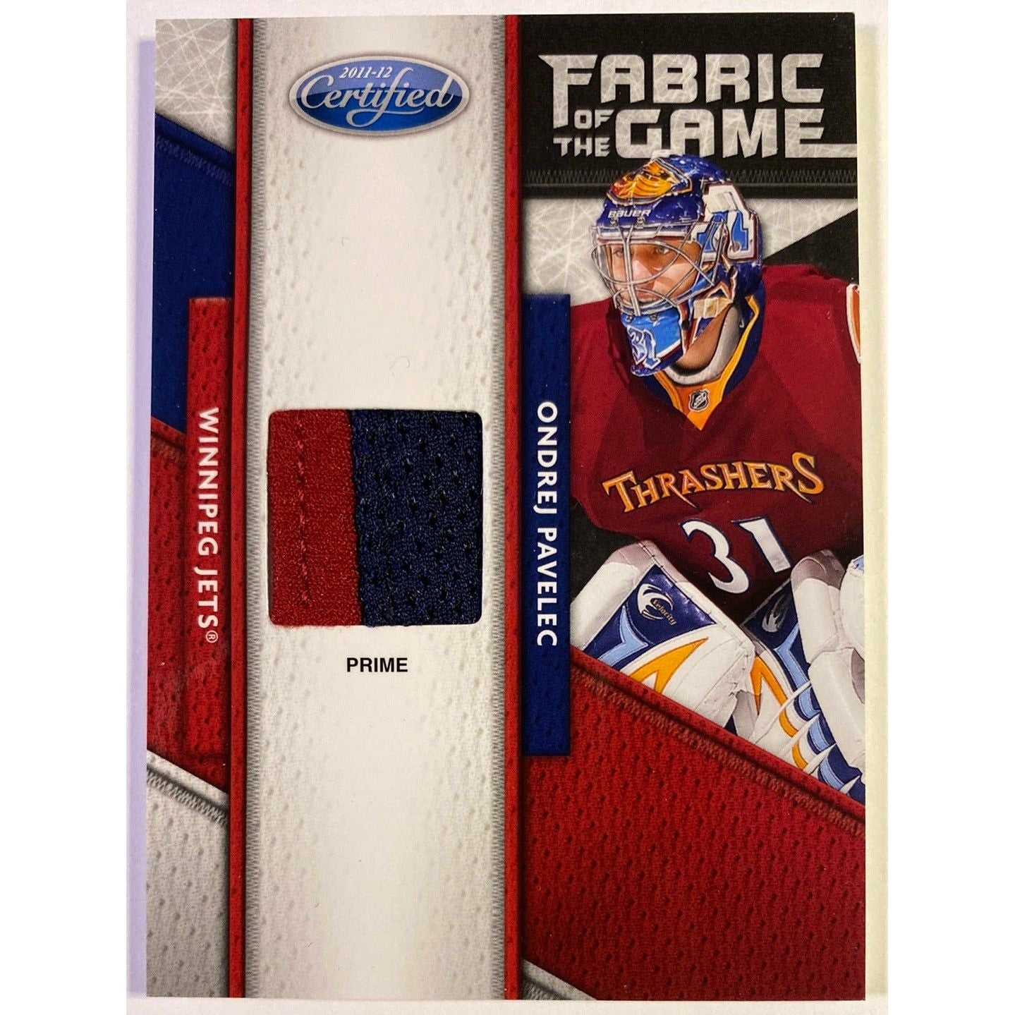 2011-12 Panini Certified Ondrej Pavelec Fabric of the Game Prime /25