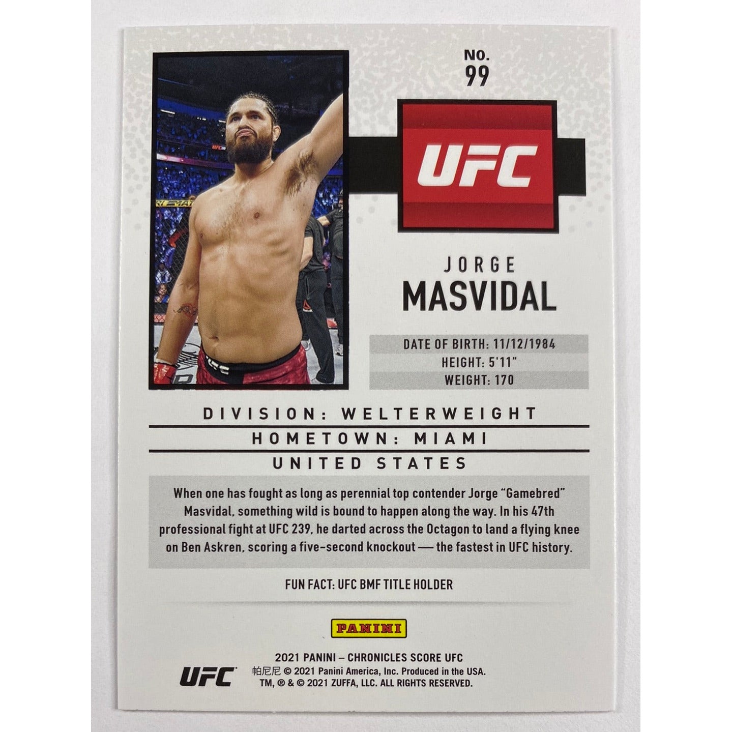 2021 Chronicles Score Jorge Masvidal Pink Parallel