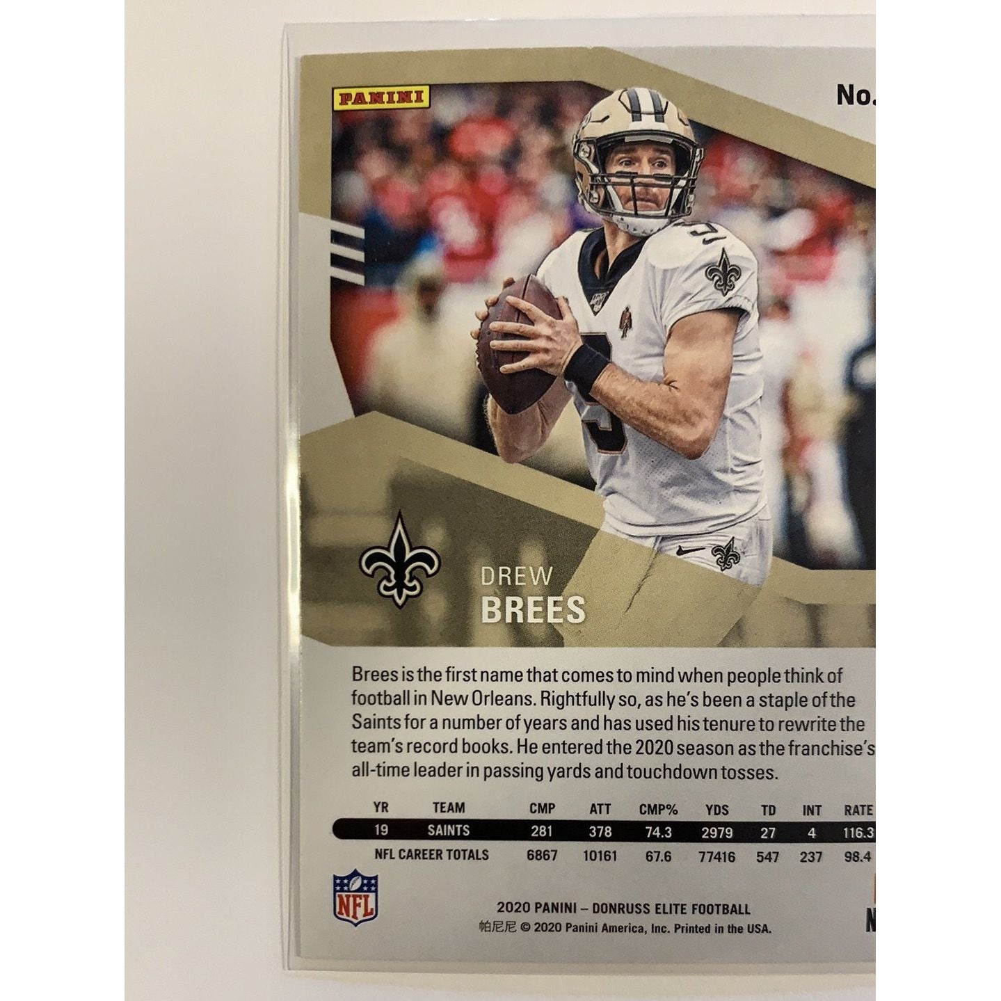 2020 Donruss Elite Drew Brees Base #80 Local Legends Cards & Collectibles
