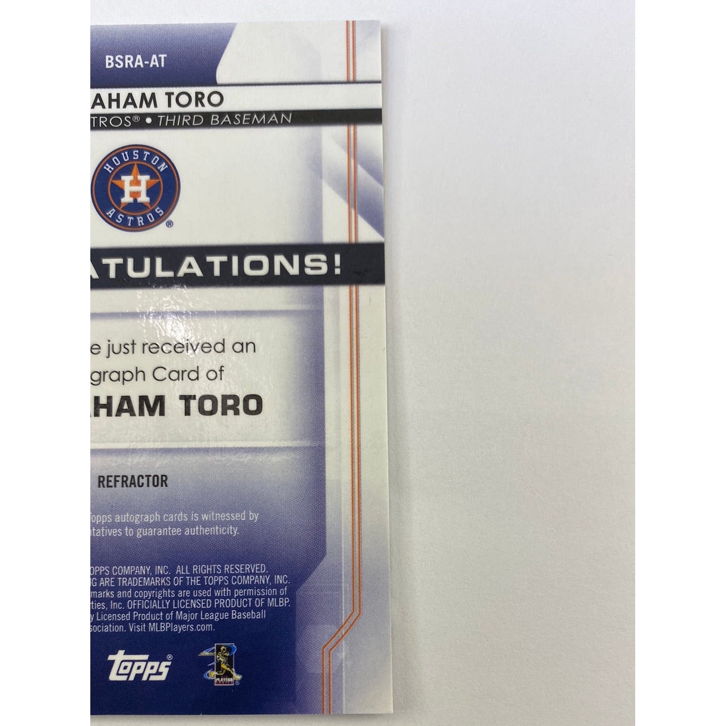 2020 Bowman Sterling Abraham Toro White Refractor Rc Auto /150 | Local Legends Cards & Collectibles