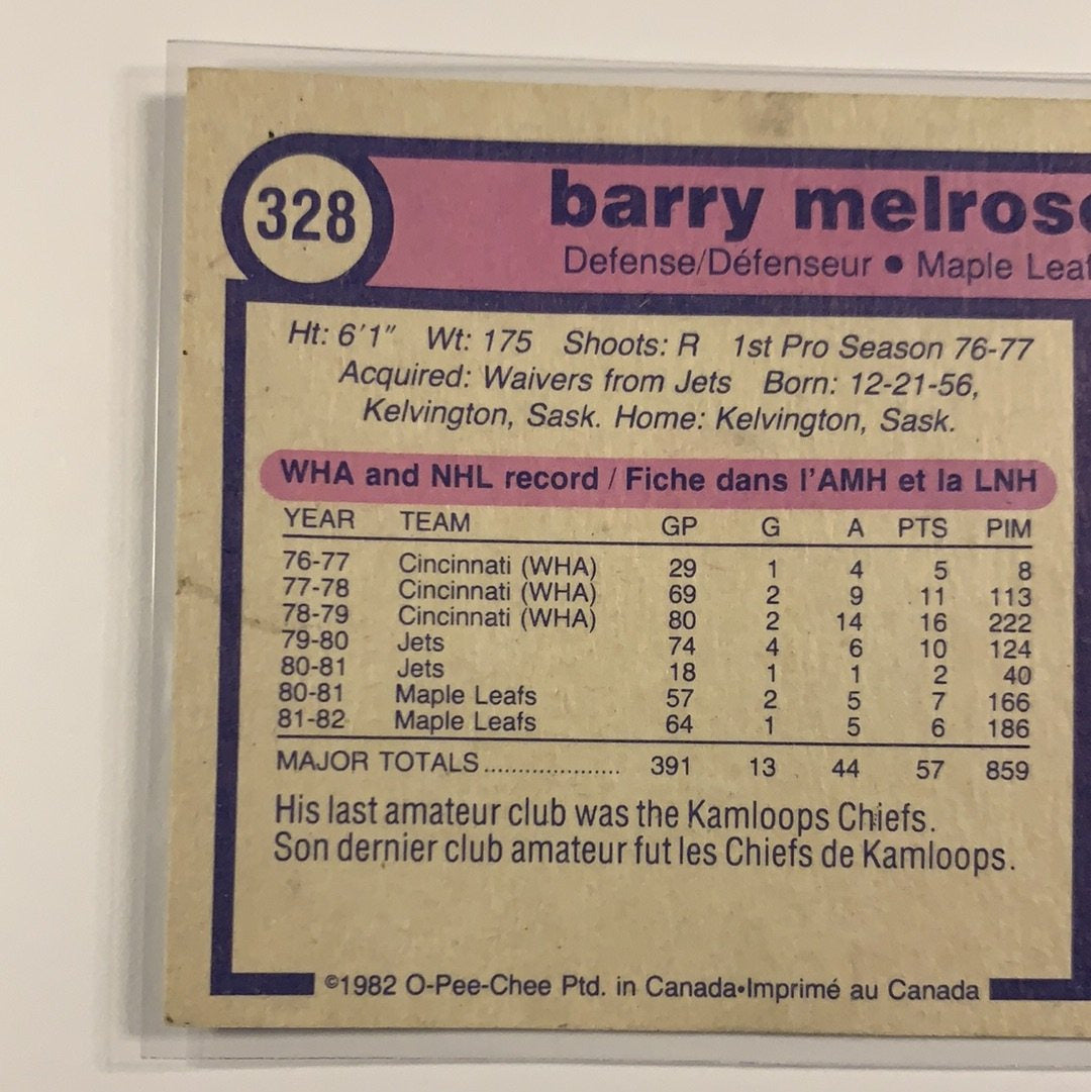 1982-83 O-Pee-Chee Barry Melrose Base #328 Local Legends Cards & Collectibles