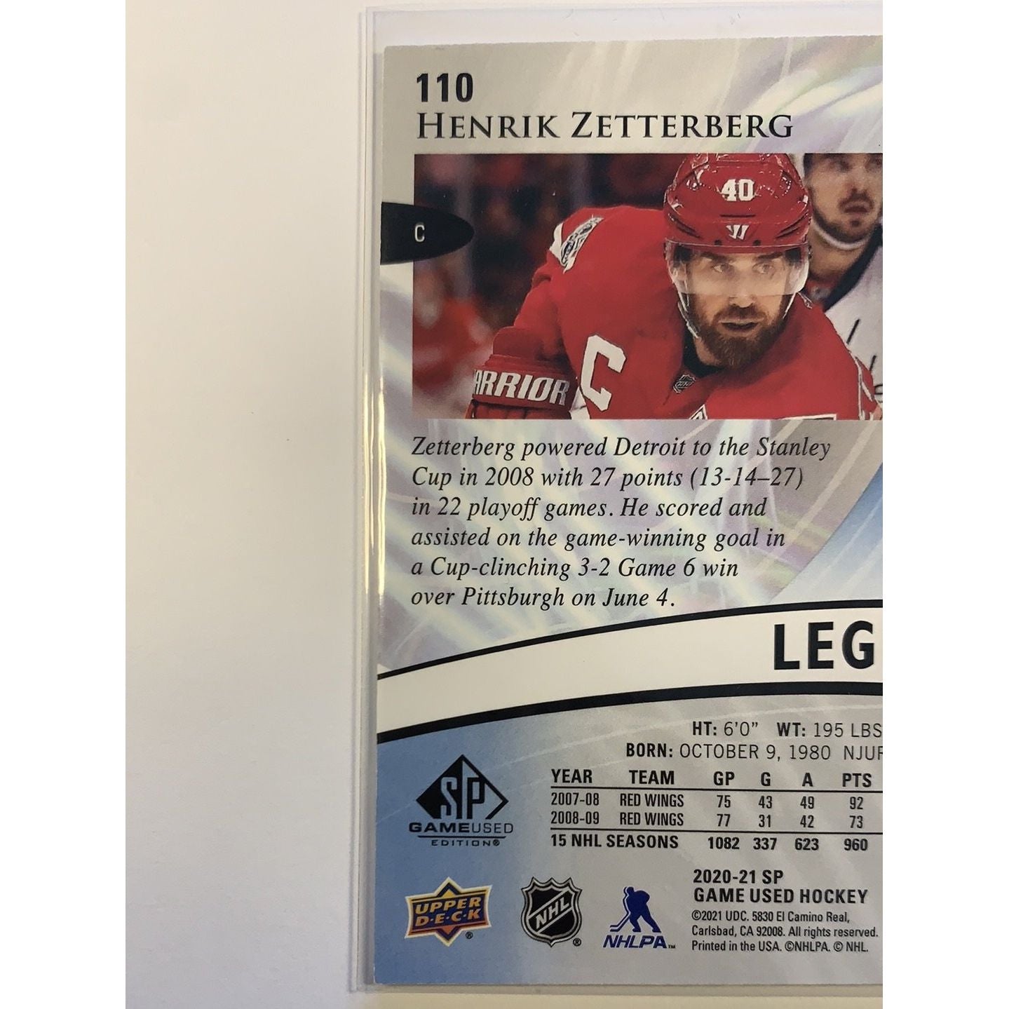 2020-21 SP Game Used Henrik Zetterberg /135 | Local Legends Cards & Collectibles
