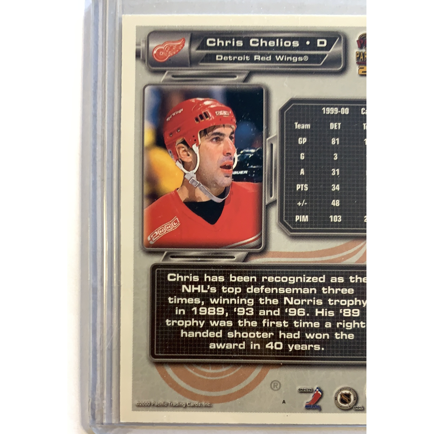 2000-01 Pacific Paramount Chris Chelios Gold Holo /74 | Local Legends Cards & Collectibles