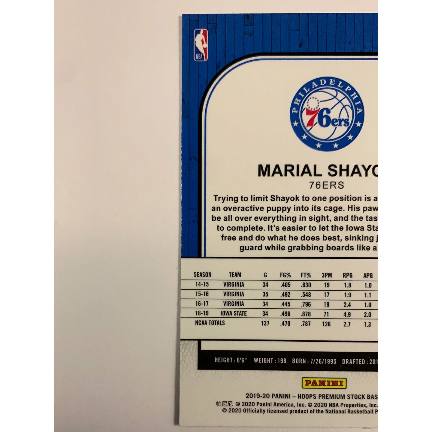 2019-20 Hoops Premium Stock Marial Shayok RC | Local Legends Cards & Collectibles