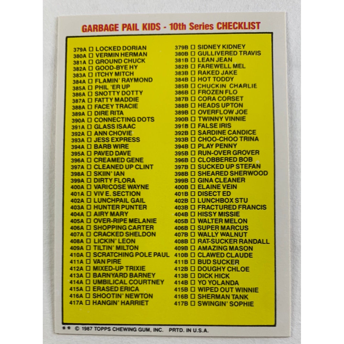 1987 Topps Garbage Pail Kids Flamin’ Raymond Die Cut