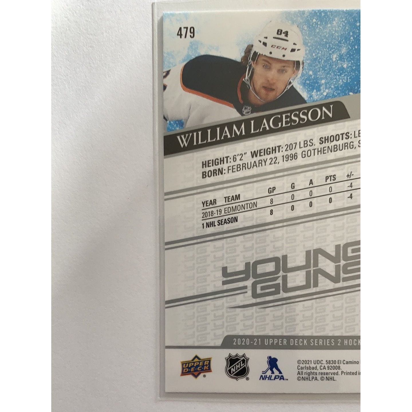 2020-21 Upper Deck Series 2 William Lagesson Young Guns | Local Legends Cards & Collectibles