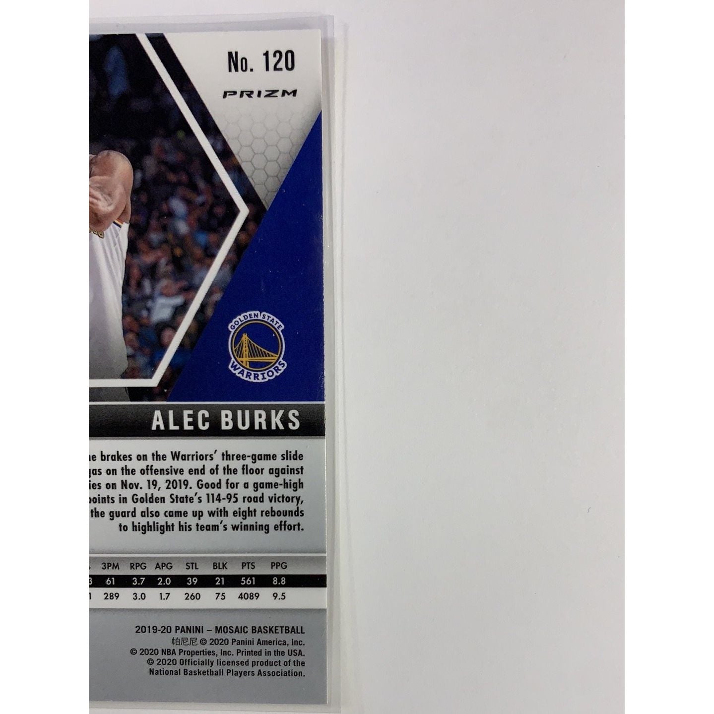 2019-20 Mosaic Alec Burks Blue Reactive Prizm | Local Legends Cards & Collectibles