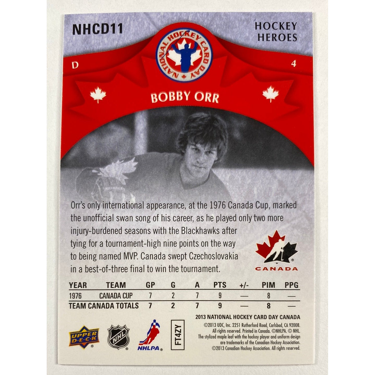 2013 National Card Day Bobby Orr Hockey Heroes | Local Legends Cards & Collectibles