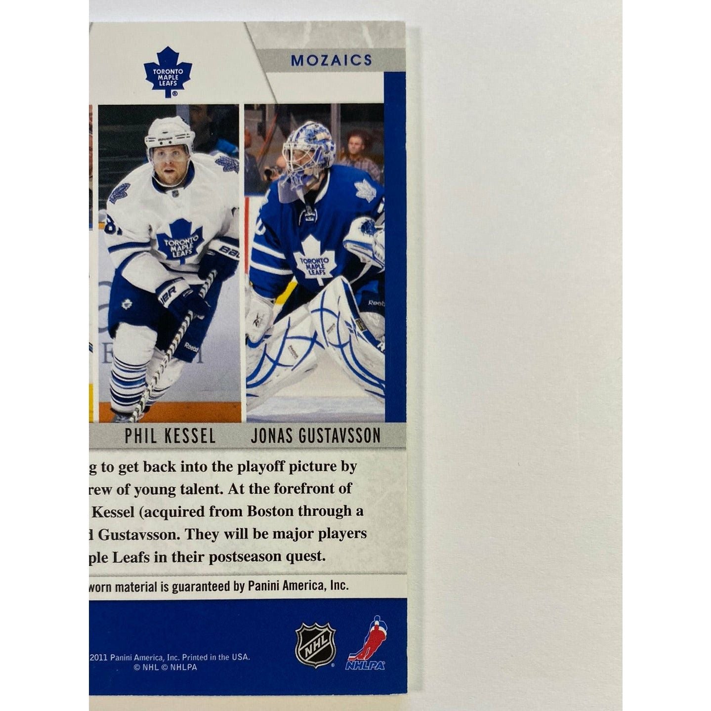 2011-12 Panini Zenith Nazem Kadri Phill Kessel Jonás Gustavsson Mozaics Jersey Patch