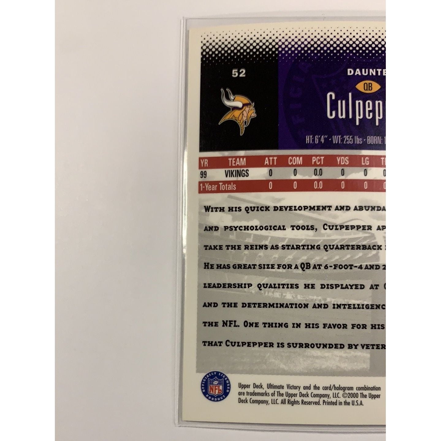  2000 Upper Deck Daunte Culpepper Base #52  Local Legends Cards & Collectibles