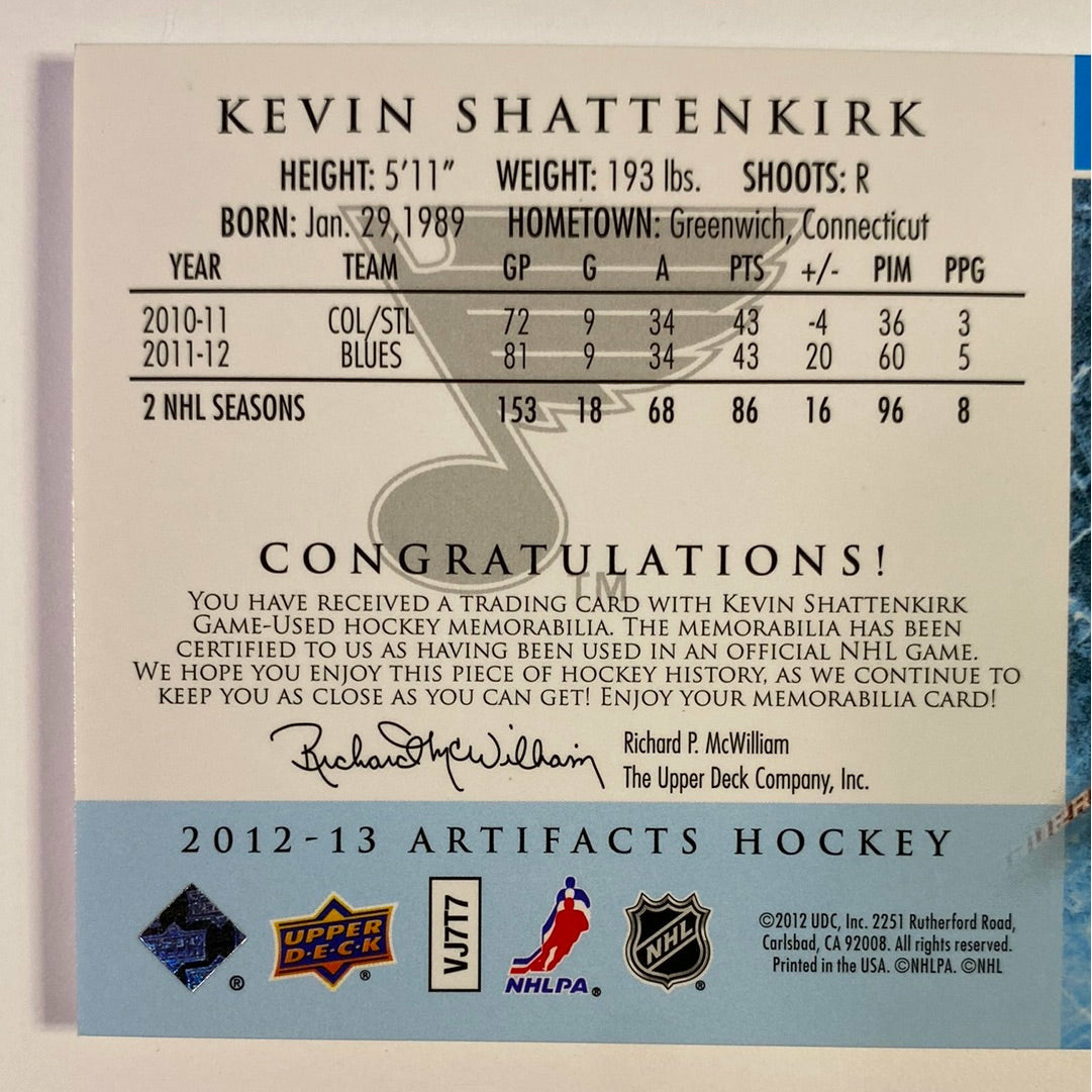 2012-13 Artifacts Kevin Shattenkirk Emerald Dual Patch /75 | Local Legends Cards & Collectibles