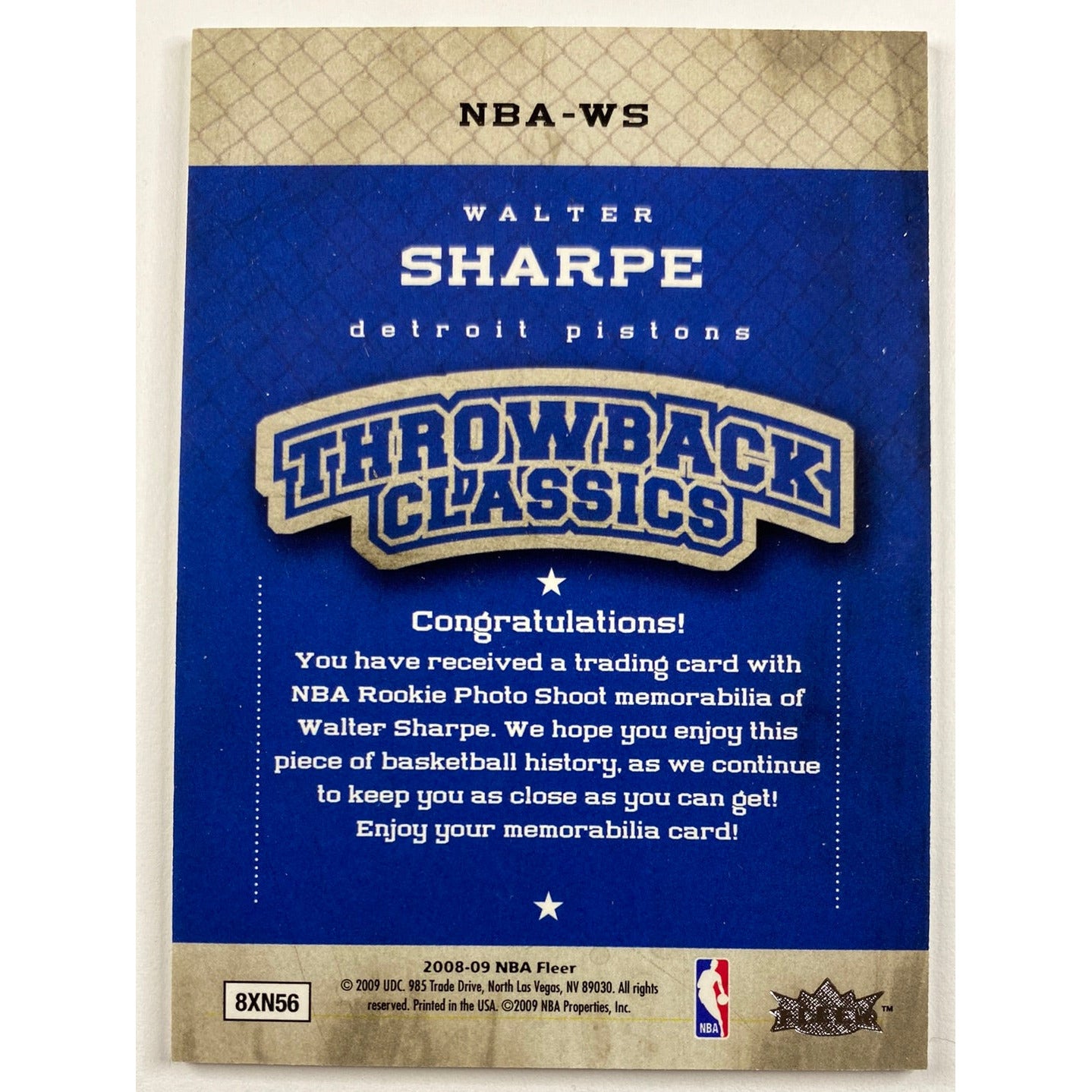2008-09 Fleer Walter Sharpe Throwback Classics Dual Patch | Local Legends Cards & Collectibles