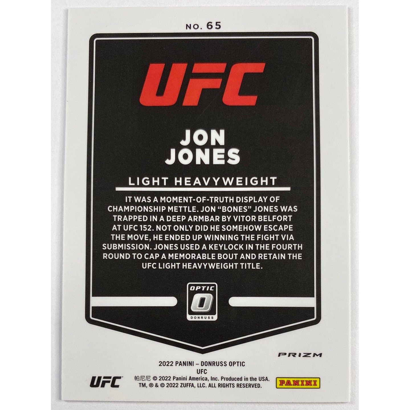 2022 Donruss Optic Jon Jones Purple Holo Prizm