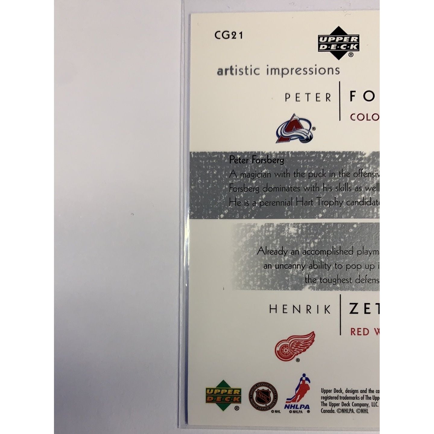 2003 Upper Deck Peter Forsberg Henrik Zetterberg Artistic Impressions Local Legends Cards & Collectibles