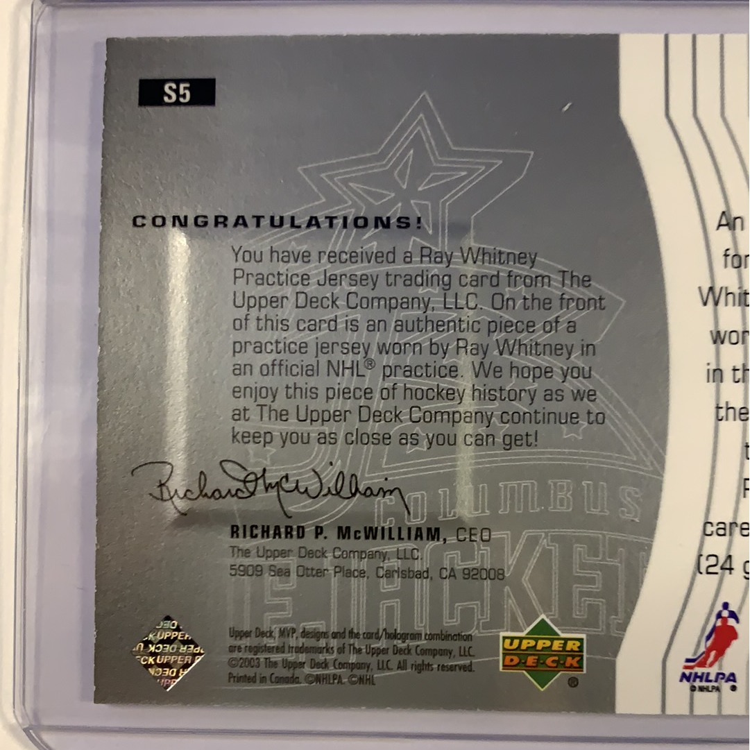 2003-04 Upper Deck MVP Souvenirs Ray “The Wizard” Whitney Practice Jersey Patch | Local Legends Cards & Collectibles