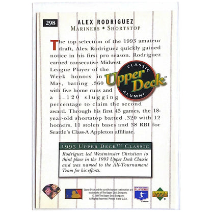 1993 Upper Deck Classic Alumni Alex Rodriguez #298