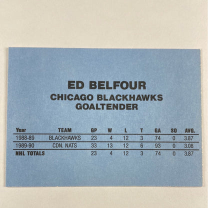 1990-91 Oddball Ed Belfour RC Blue Back