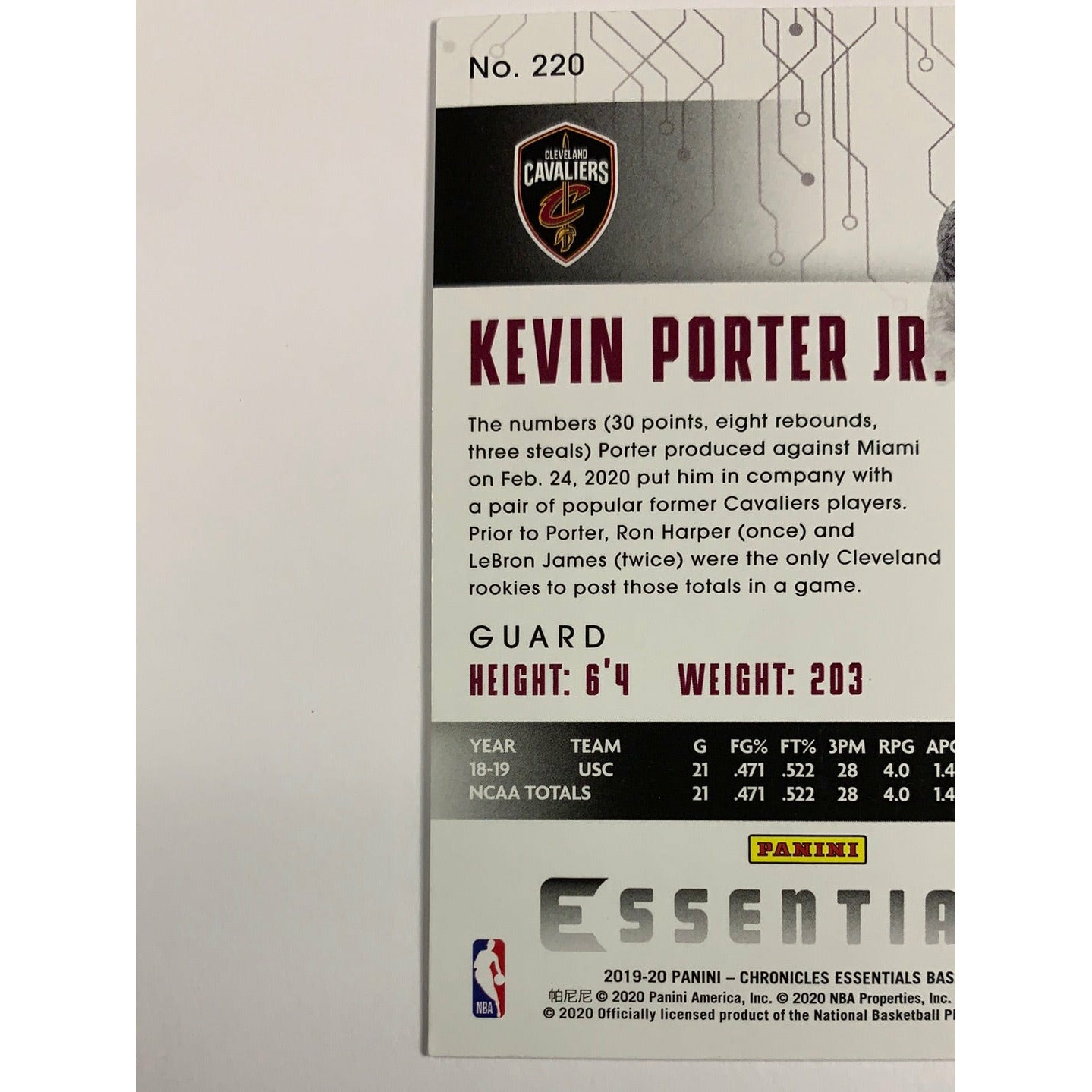 2019-20 Essentials Kevin Porter Jr RC | Local Legends Cards & Collectibles