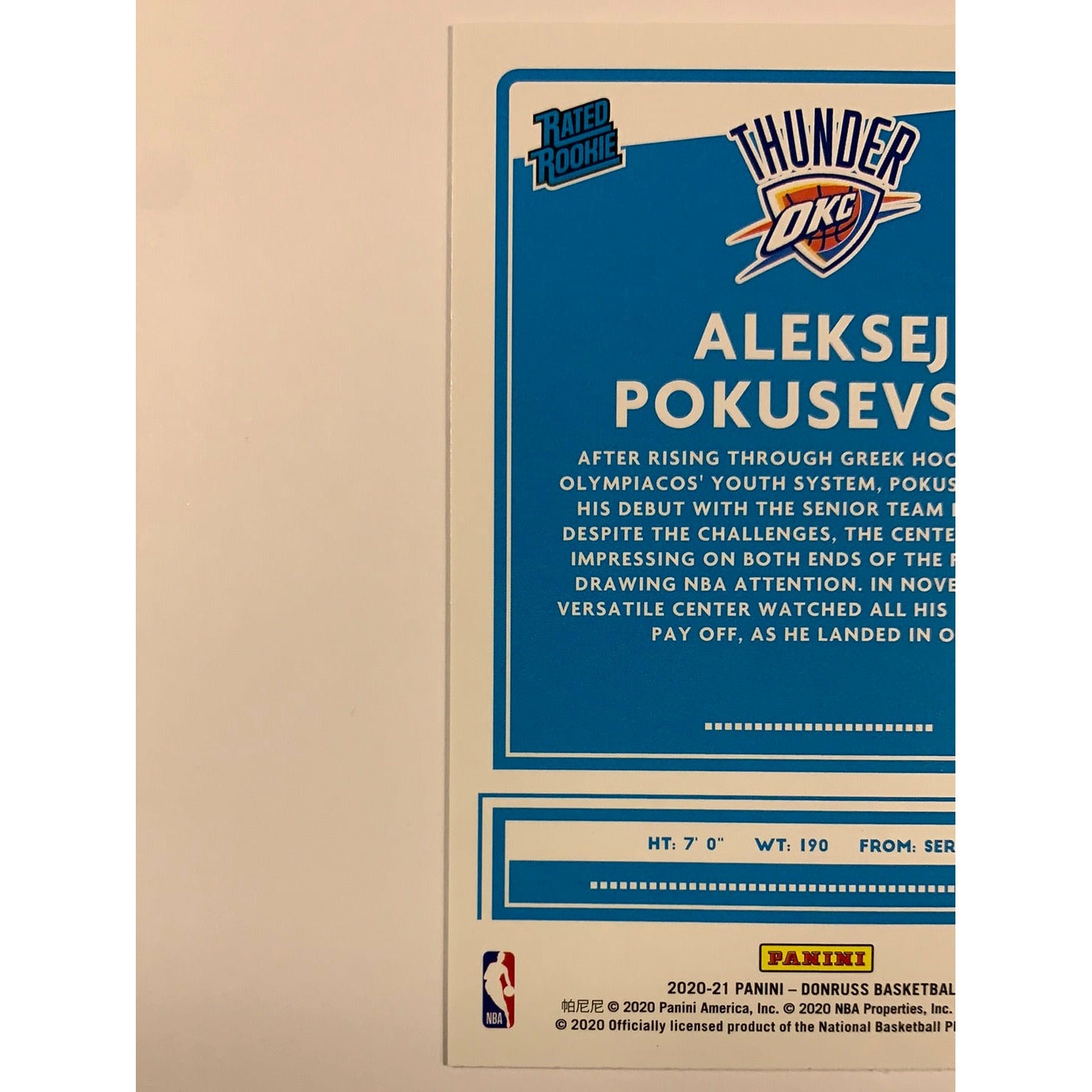2020-21 Donruss Aleksej Pokusevski Rated Rookie | Local Legends Cards & Collectibles