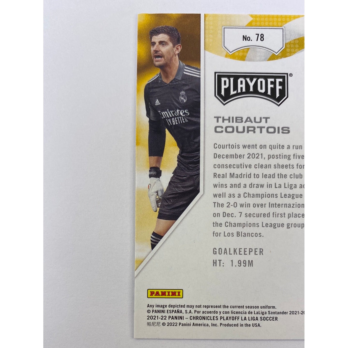 2022 Chronicles Playoff Thibaut Courtois Gold Astro | Local Legends Cards & Collectibles