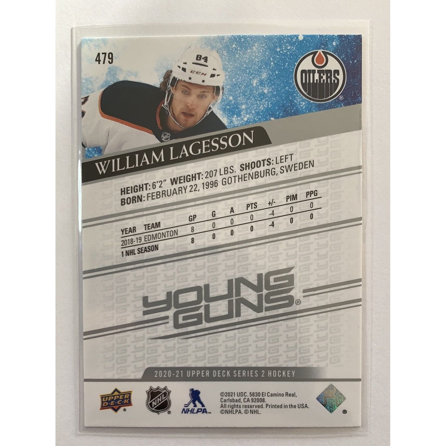 2020-21 Upper Deck Series 2 William Lagesson Young Guns | Local Legends Cards & Collectibles