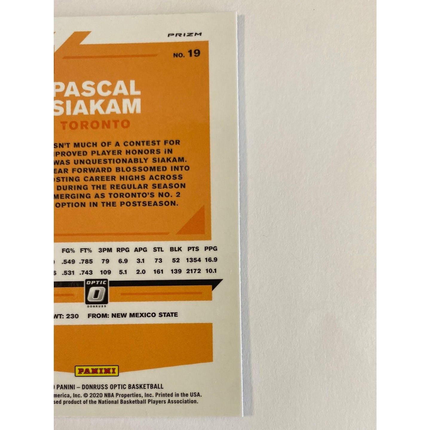 2019-20 Donruss Optic Pascal Siakam Blue Velocity Prizm