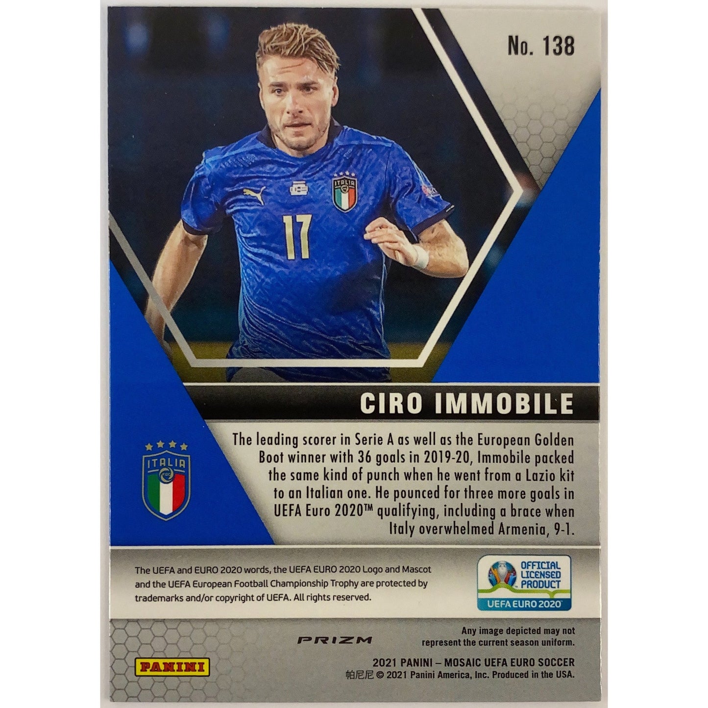 2020-21 Mosaic Ciro Immobile Green Mosaic Prizm