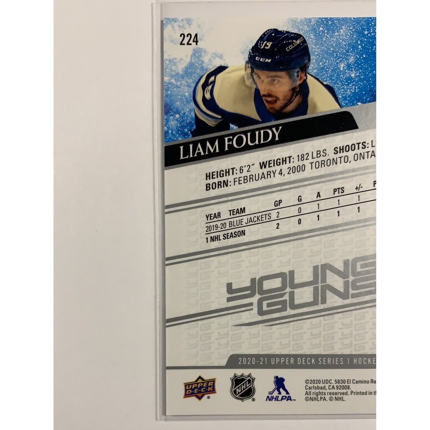 2020-21 Upper Deck Series 1 Liam Foudy Young Guns | Local Legends Cards & Collectibles