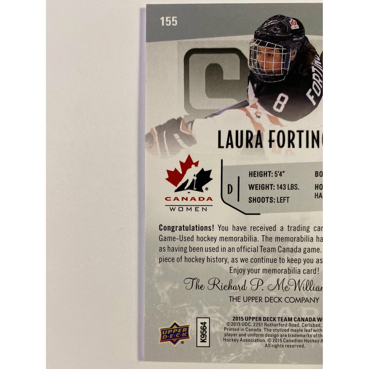 2014-15 Team Canada Women Laura Fortino Team Canada Patch
