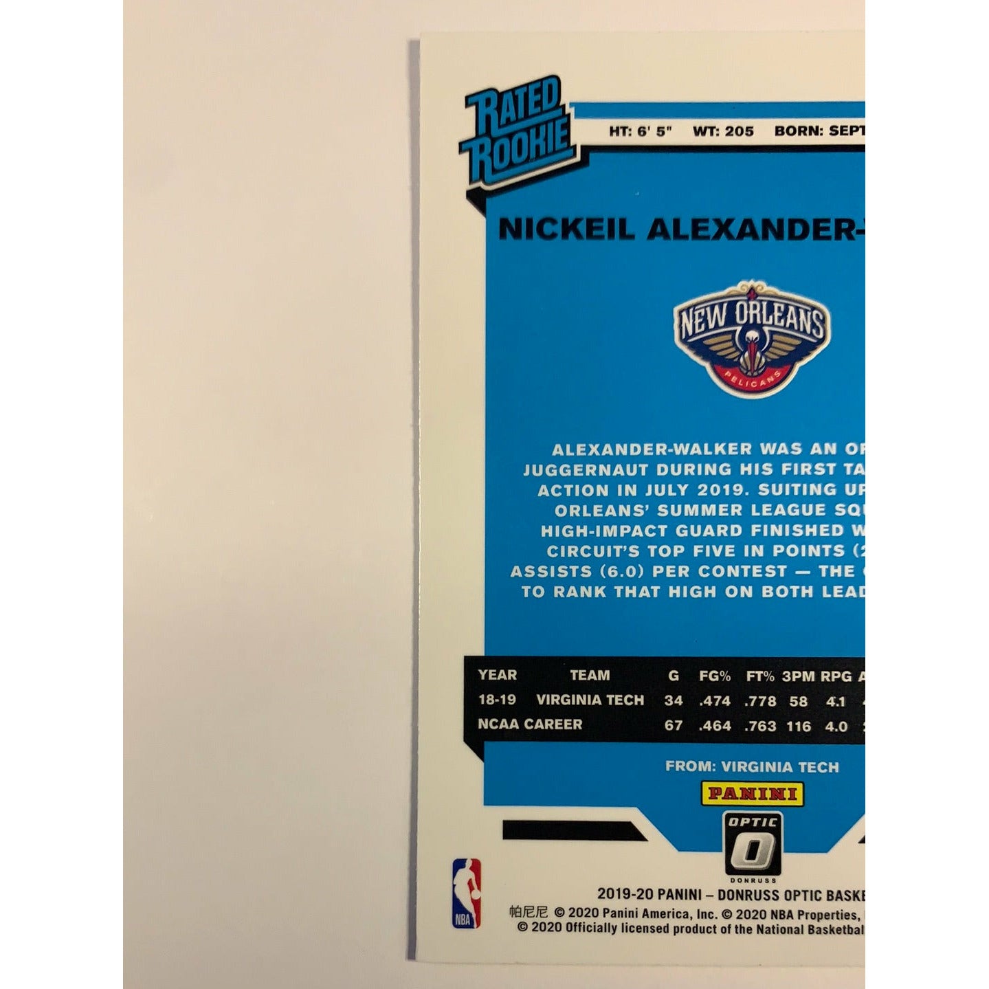 2019-20 Donruss Optic Nickeil Alexander Walker Rated Rookie