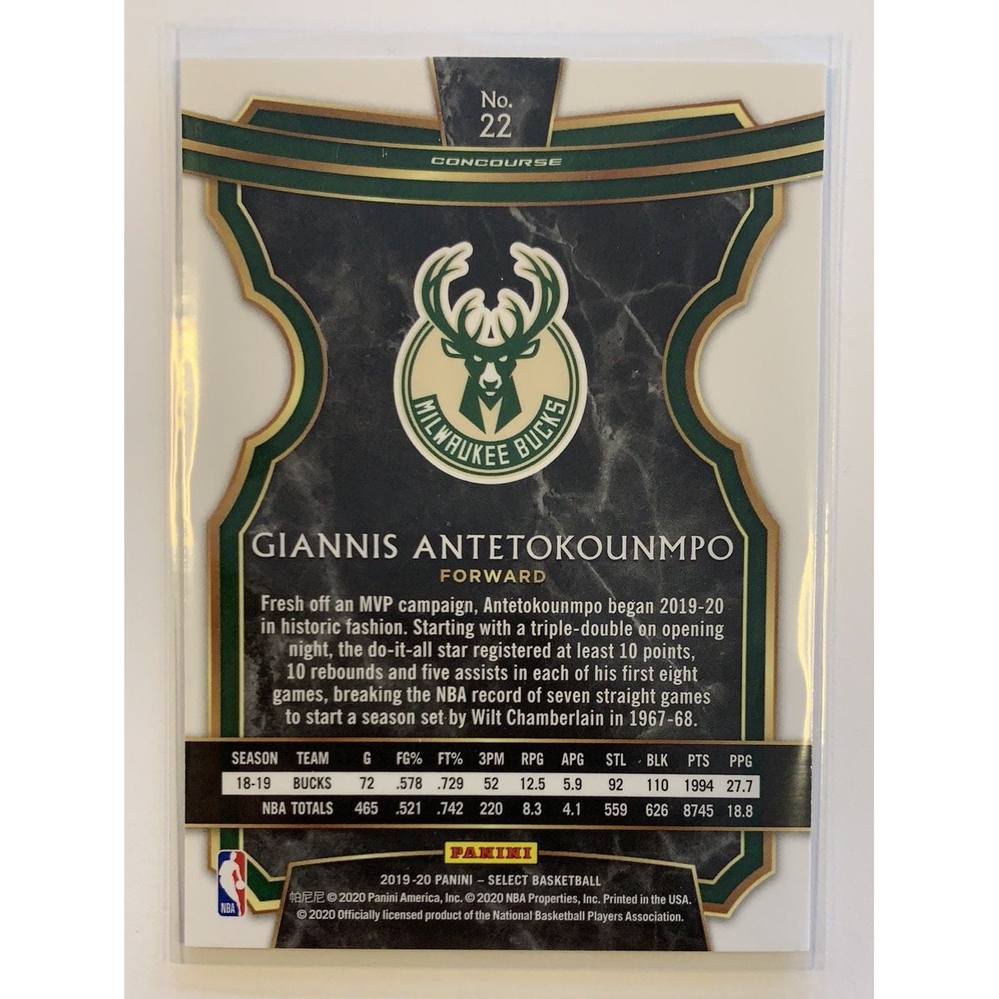 2019-20 Panini Select Giannis Antetokounmpo Base #22 Local Legends Cards & Collectibles
