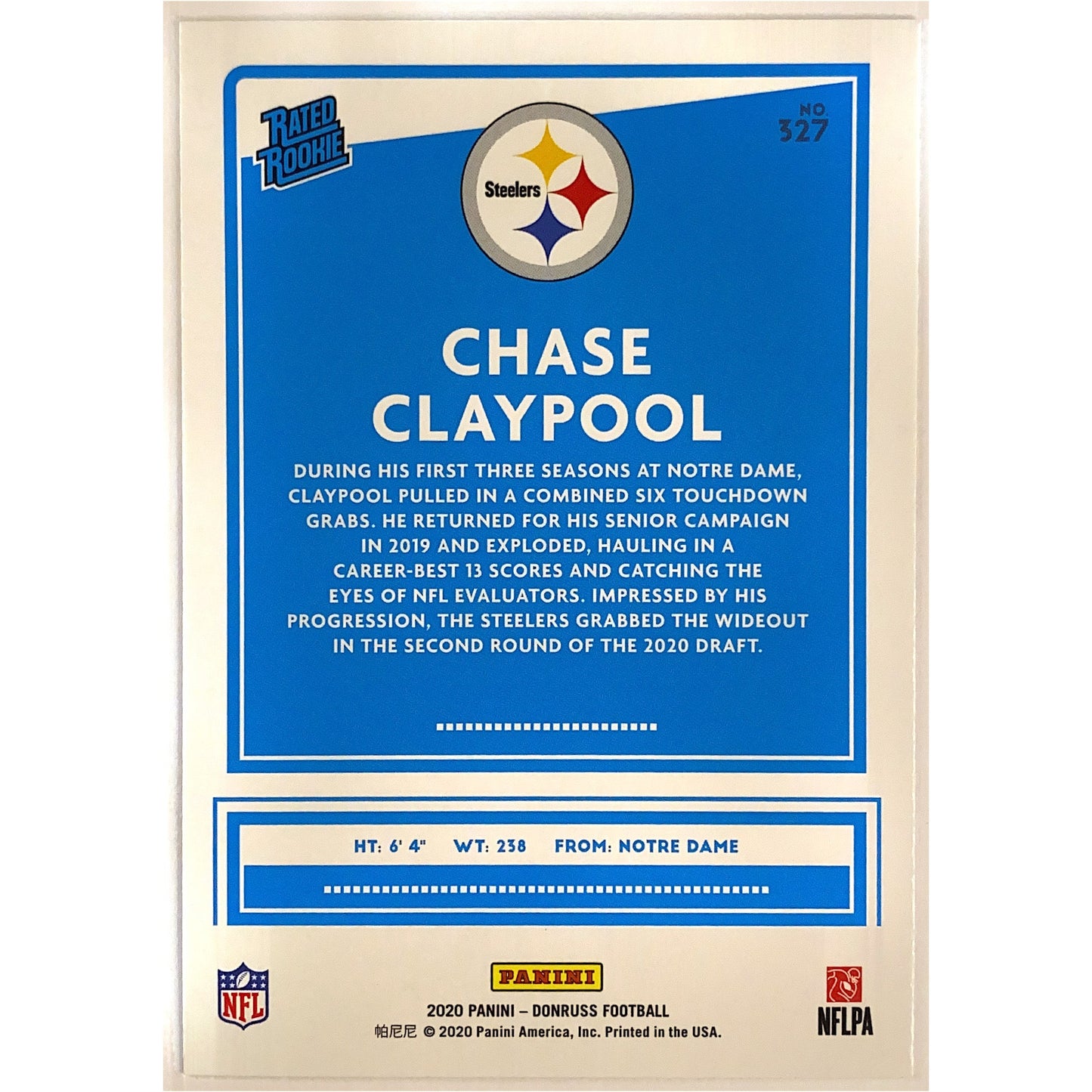 2021 Donruss Chase Claypool Press Proof Blue Rated Rookie | Local Legends Cards & Collectibles