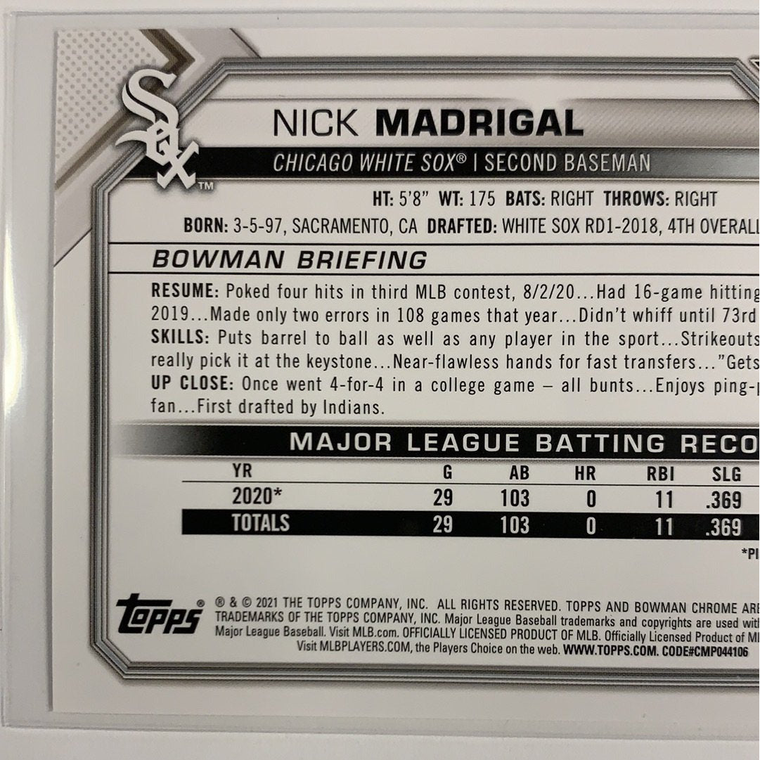 2021 Bowman Nick Madrigal RC #77 Local Legends Cards & Collectibles
