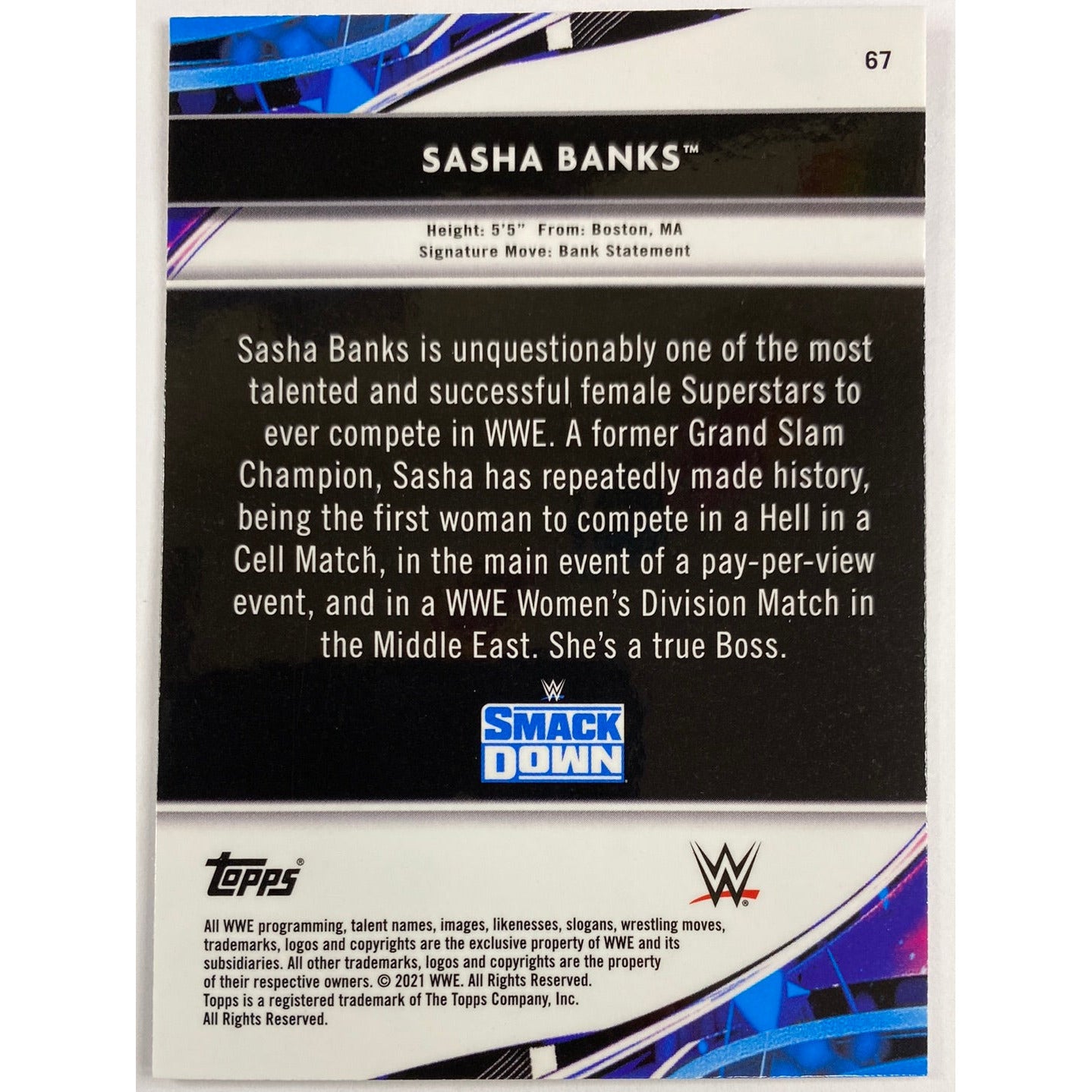 2021 Topps Finest Sasha Banks | Local Legends Cards & Collectibles