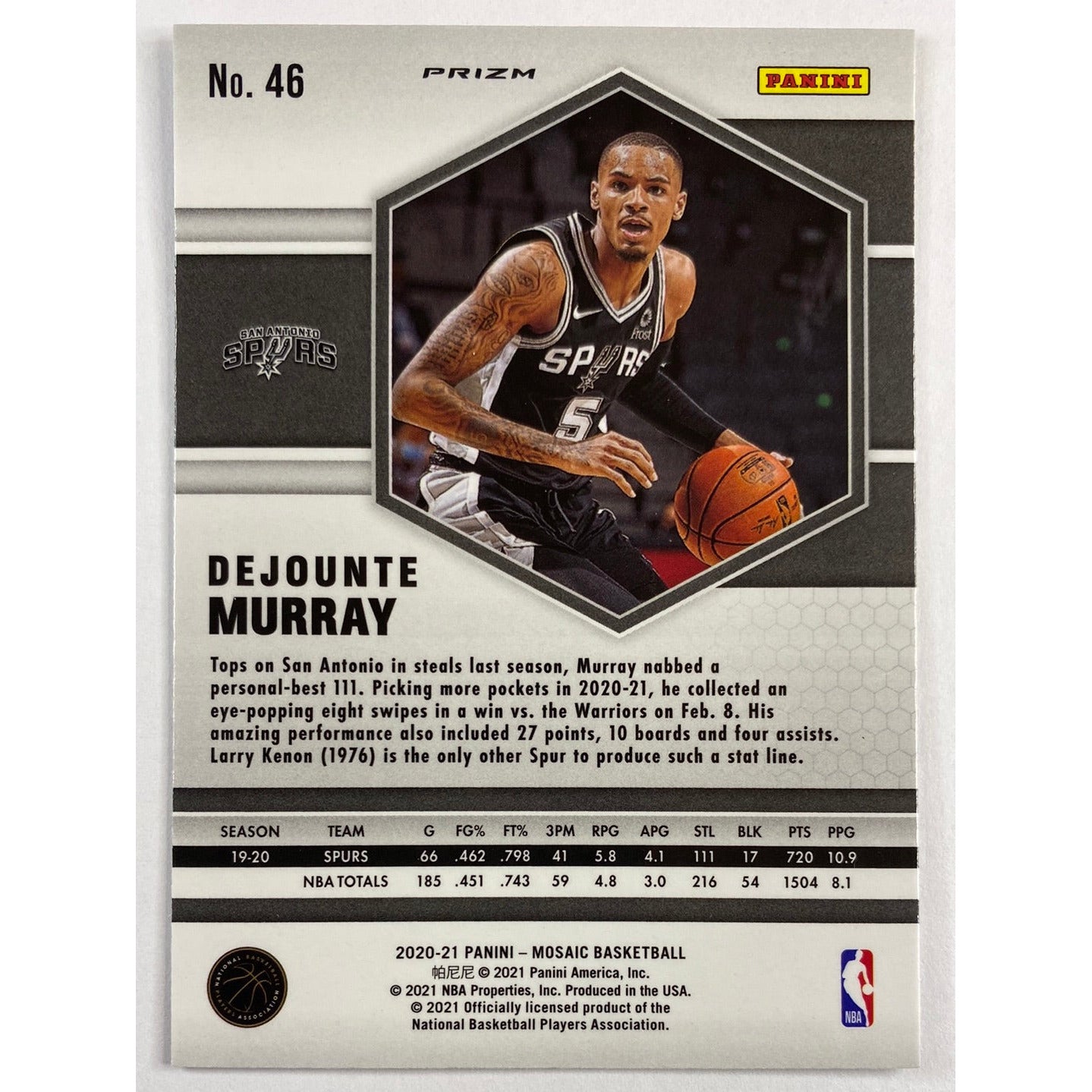 2020-21 Mosaic Dejounte Murray Silver Mosaic Prizm | Local Legends Cards & Collectibles