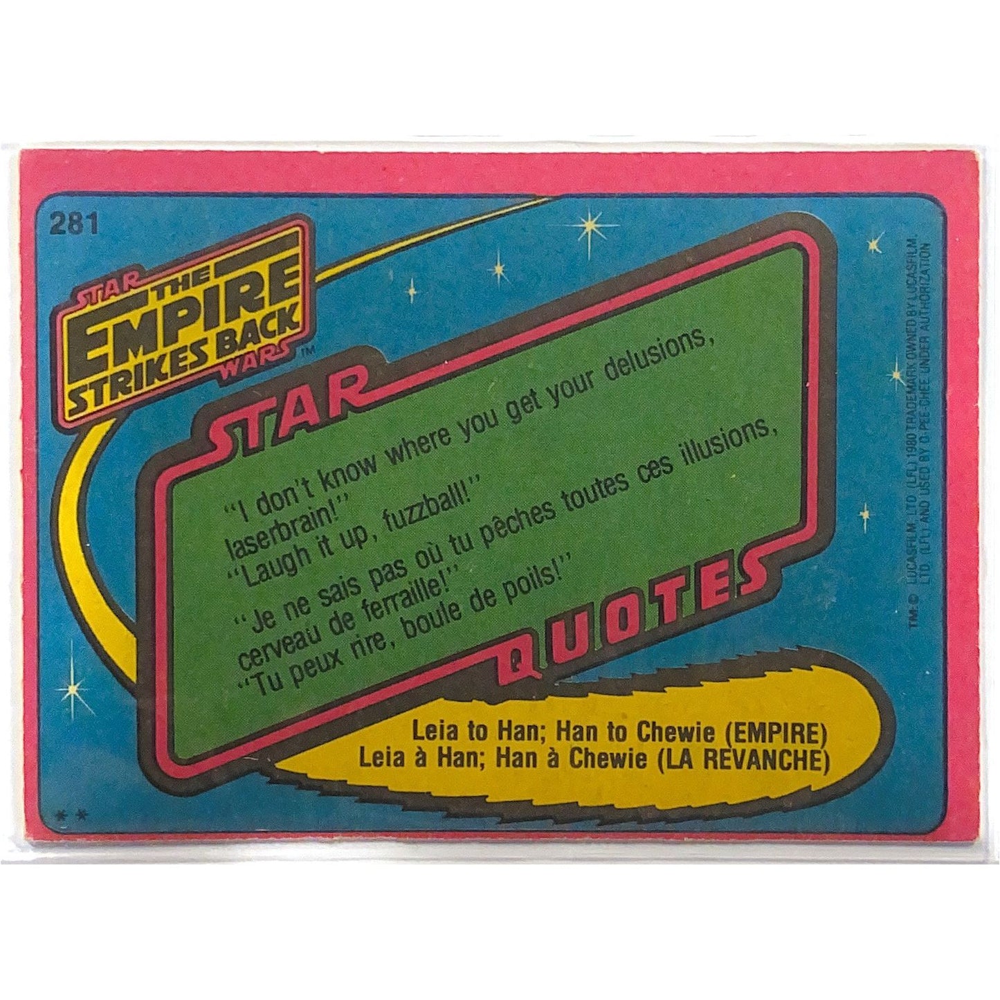 1980 O-Pee-Chee Star Wars The Empire Strikes Back Yoda #281 Local Legends Cards & Collectibles