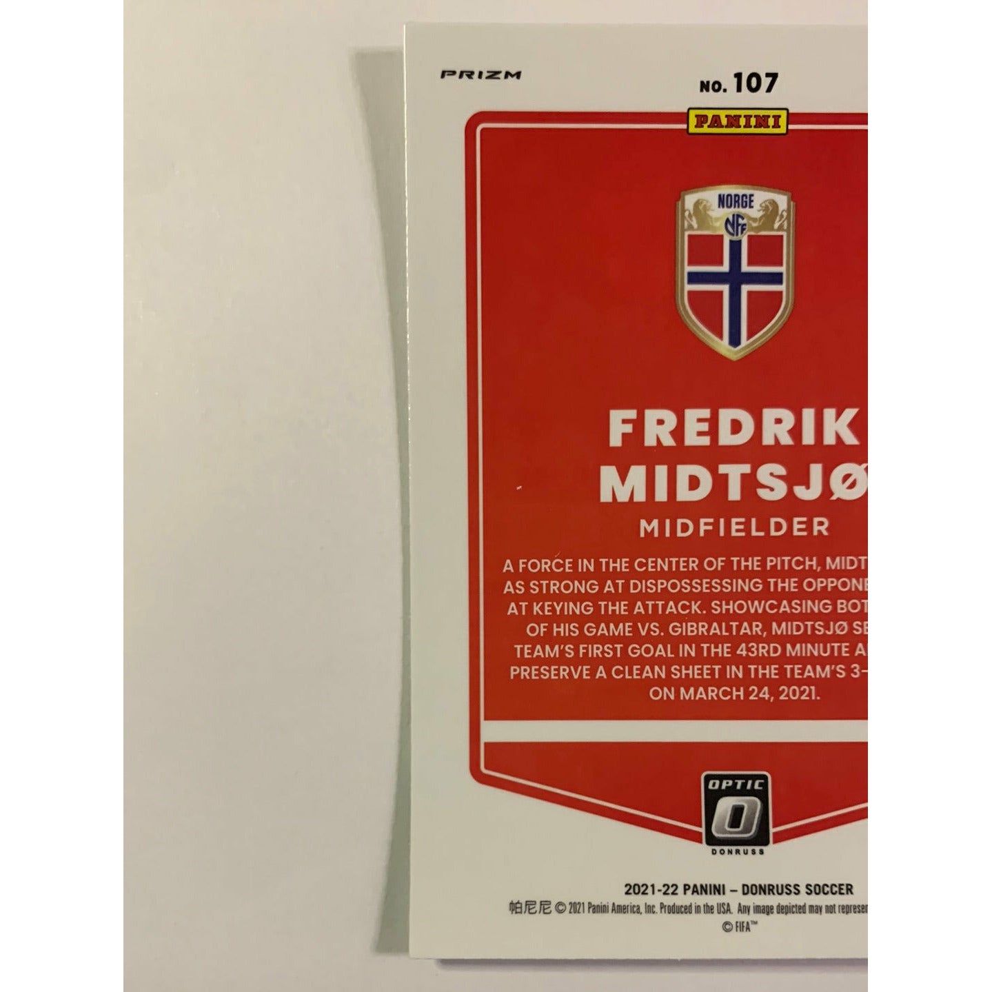 2021-22 Donruss Optic Fredrik Midtsjo Silver Holo Prizm RC | Local Legends Cards & Collectibles