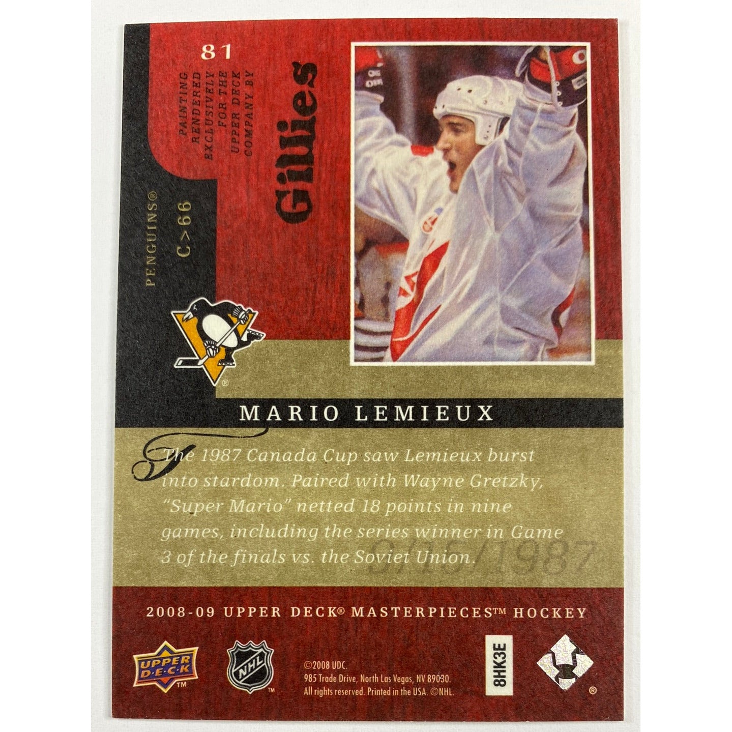 2008-09 Upper Deck Masterpiece Mario Lemieux Canvas | Local Legends Cards & Collectibles
