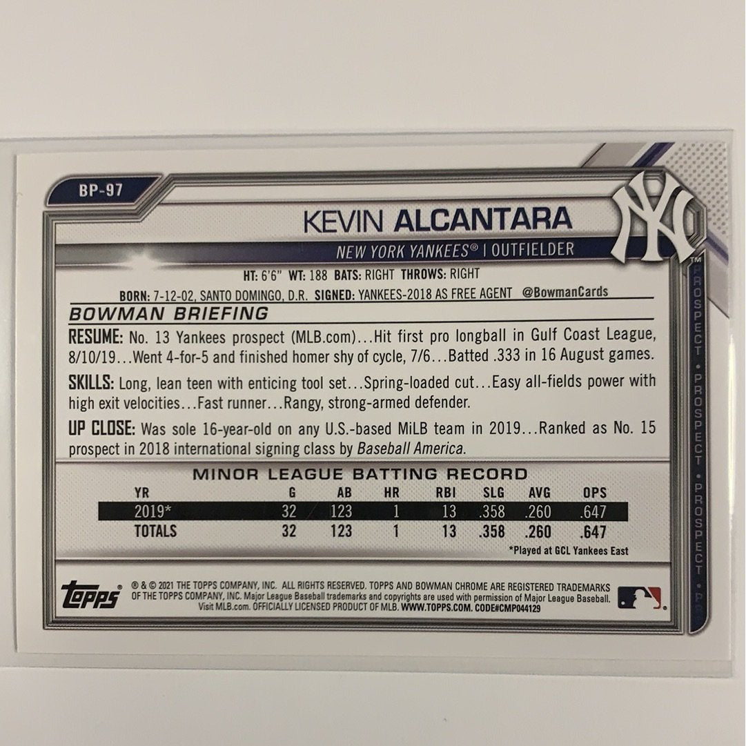 2021 Bowman 1st Kevin Alcantara BP-97 Local Legends Cards & Collectibles