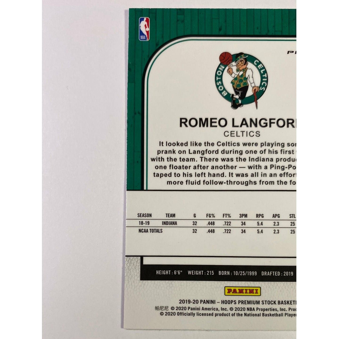 2019-20 Hoops Premium Stock Romeo Langford Silver Holo Prizm RC | Local Legends Cards & Collectibles