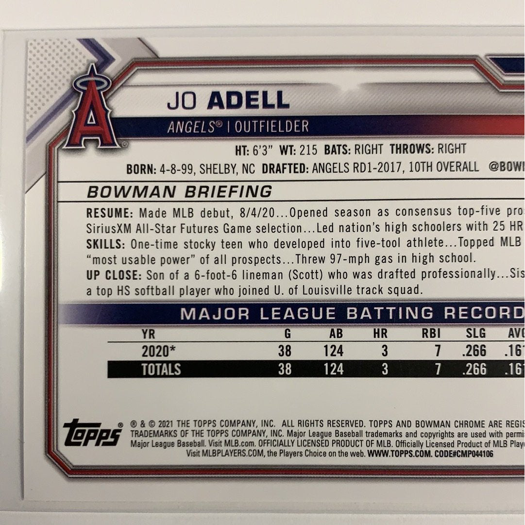 2021 Bowman Jo Adel RC #10 Local Legends Cards & Collectibles