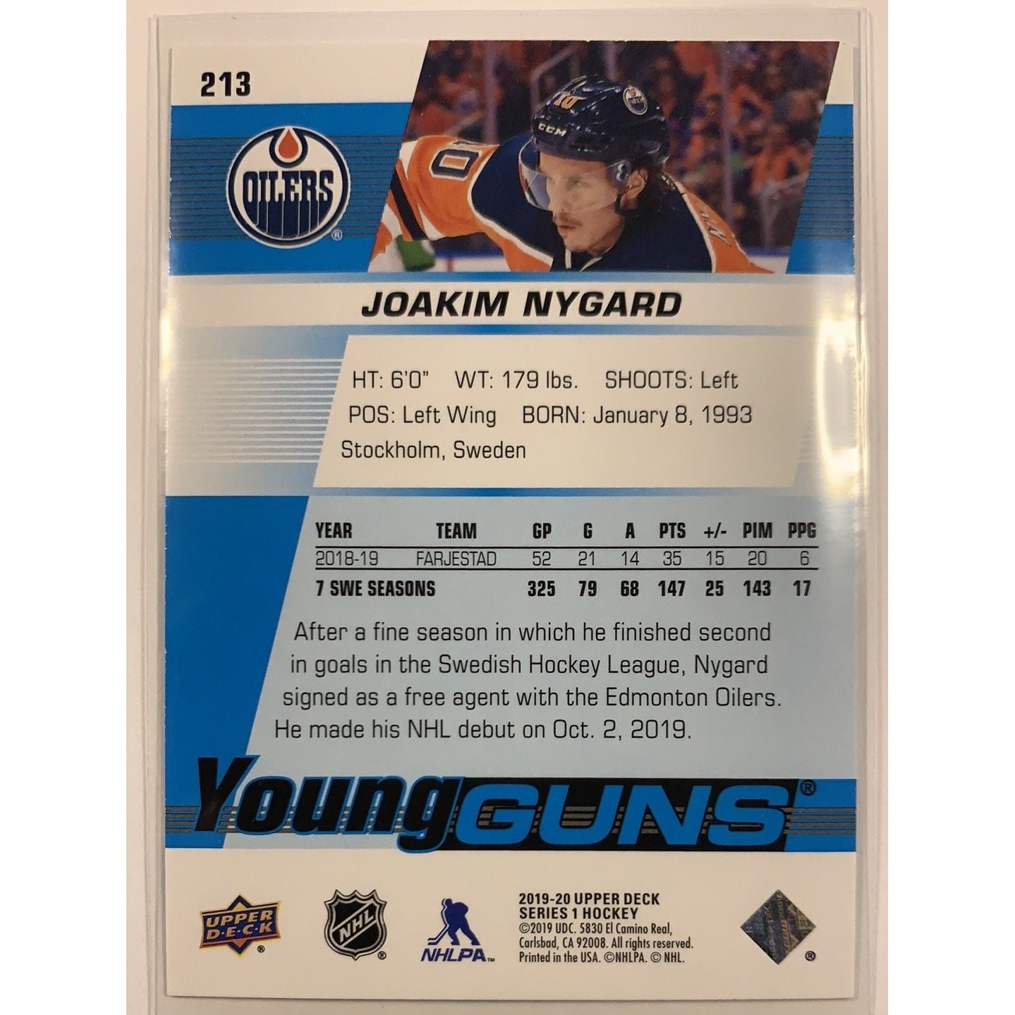 2019-20 Upper Deck Series 1 Joakim Nygard Young Guns | Local Legends Cards & Collectibles