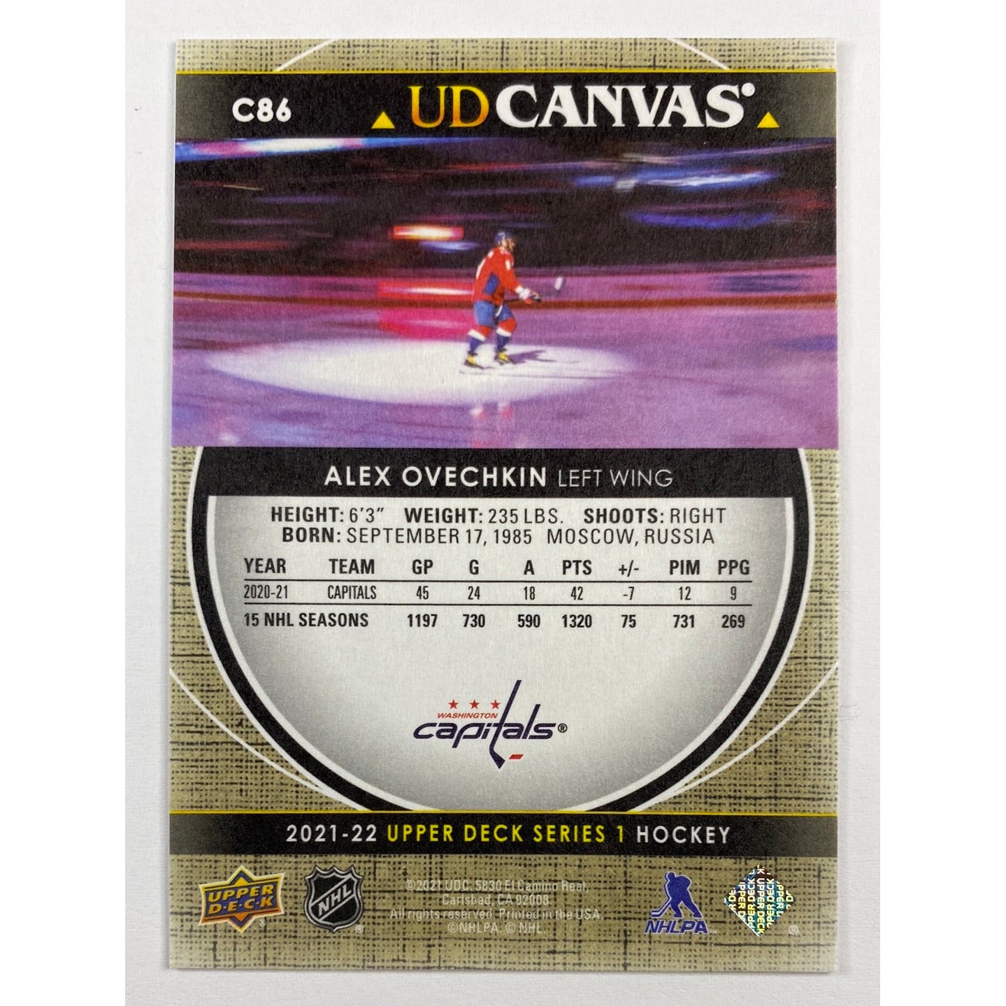 2021-22 Upper Deck Series 1 Alex Ovechkin UD Canvas | Local Legends Cards & Collectibles