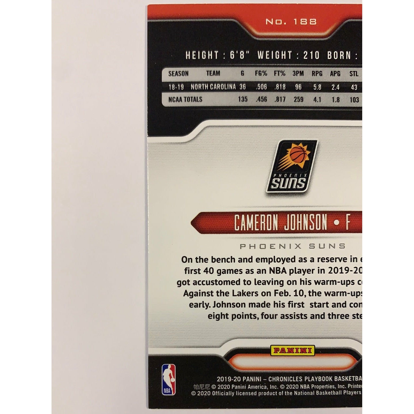 2019-20 Chronicles Playbook Cameron Johnson Orange Parallel RC | Local Legends Cards & Collectibles